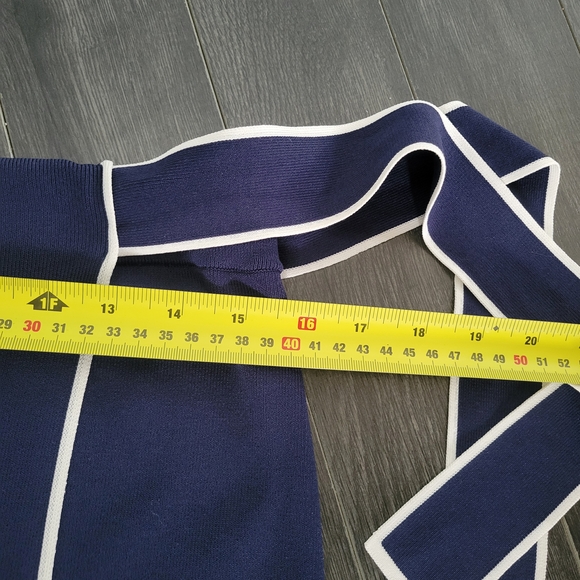 CONTEMPORAINE Simons Navy Wrap Style Midi Skirt Size M - Picture 7 of 8